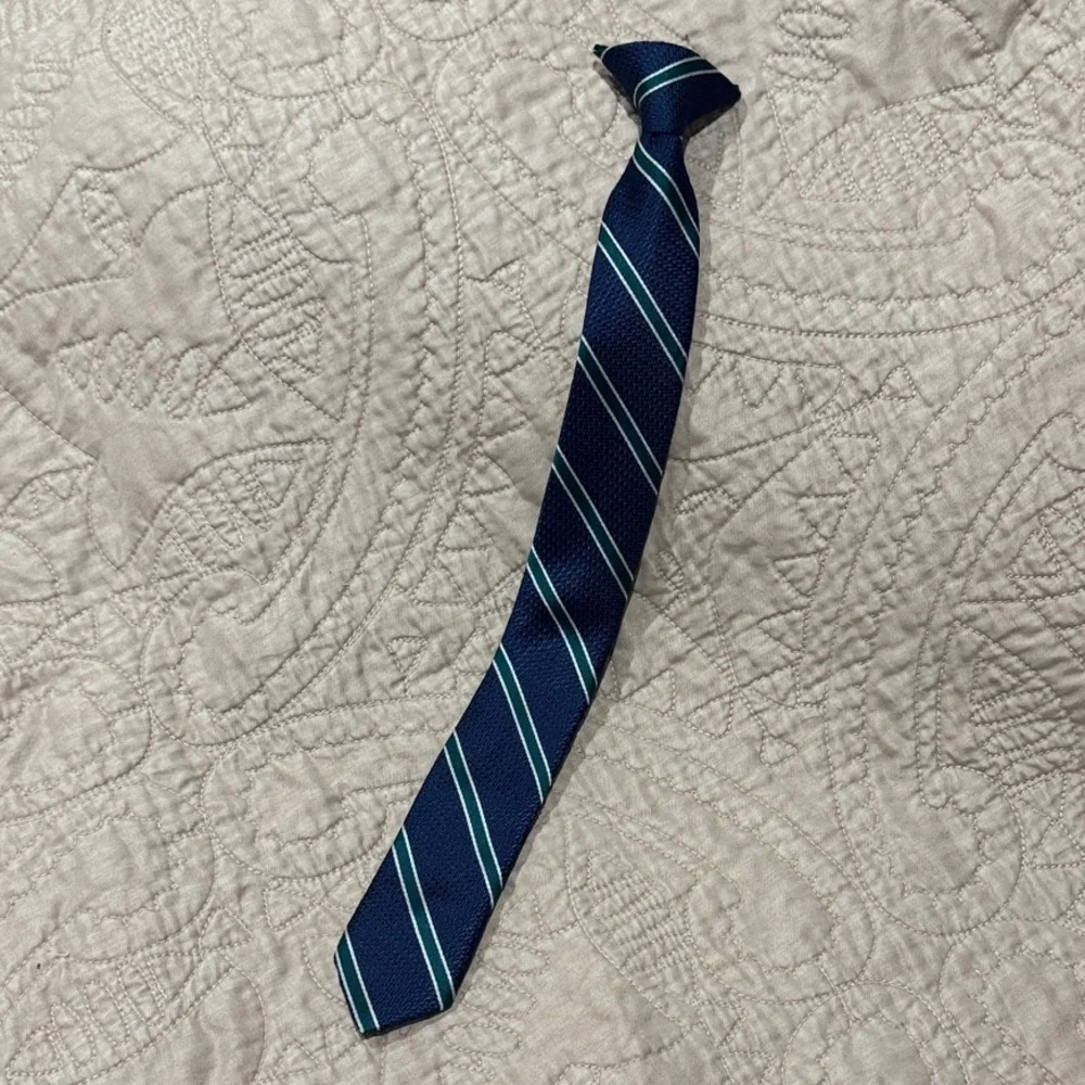 Navy Blue Striped Boys Tie